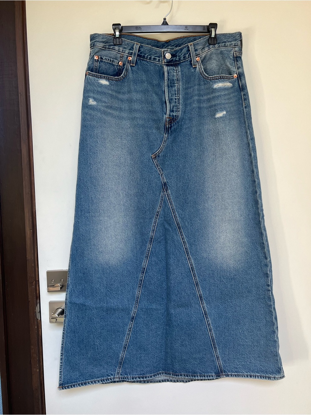 Levi's Blue Denim Flared Maxi Skirt